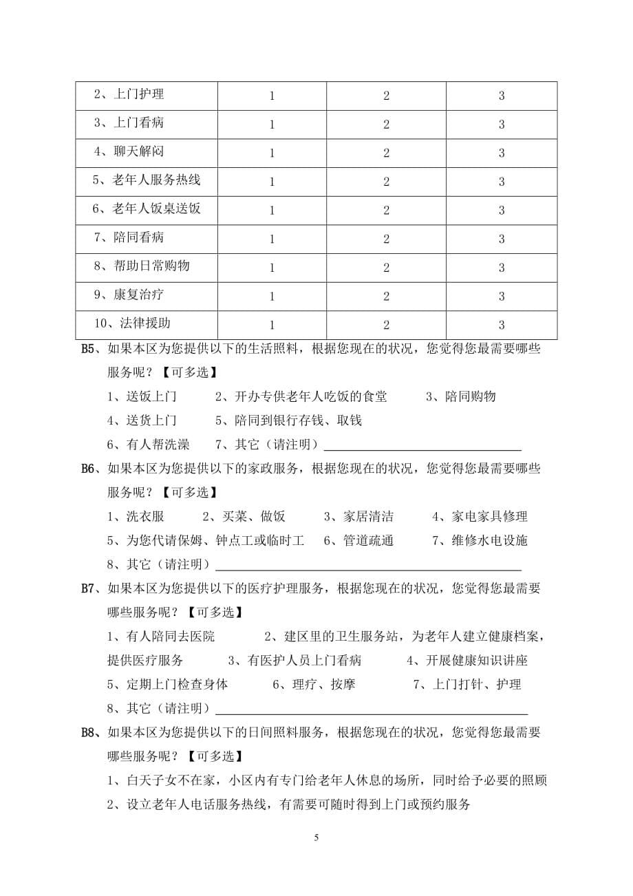 青岛市居家养老需求状况调查问卷_第5页