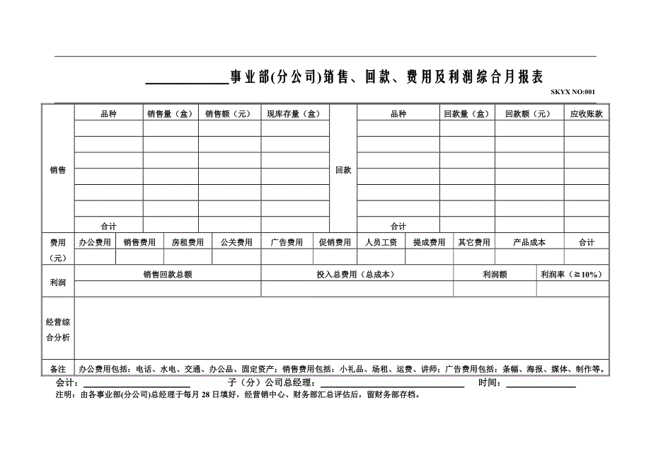 营销中心管理表格集_第1页