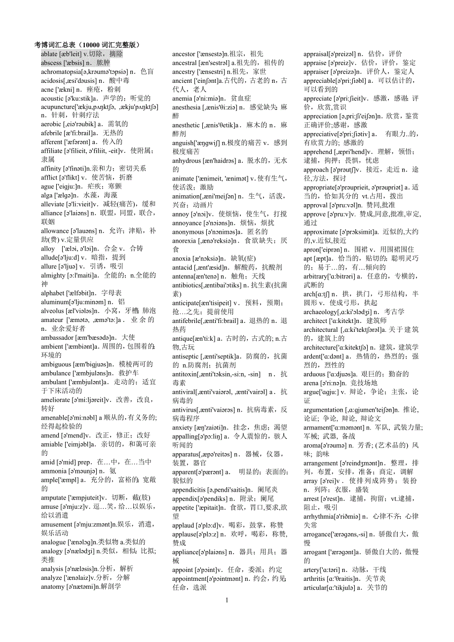 最新考博英语词汇(memory)._第1页