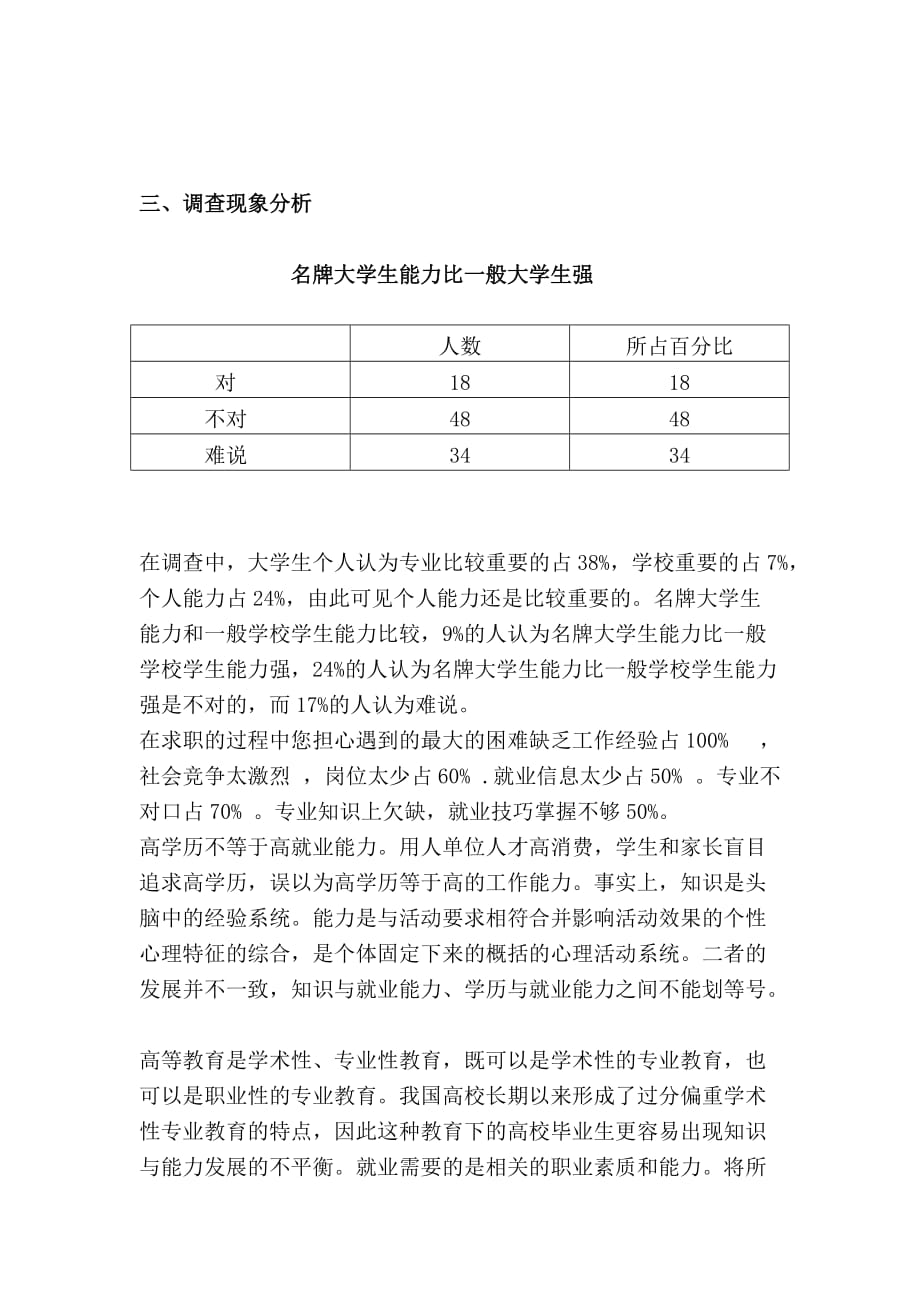 马原对于大学生就业形势的问卷报告_第4页