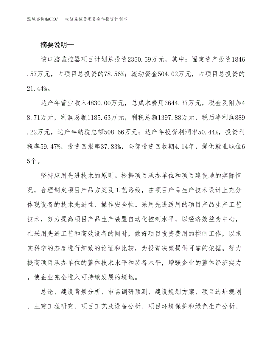 电脑监控器项目合作投资计划书.docx_第2页