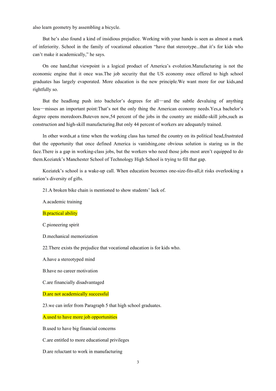 2018考研英语二 真题及参考答案资料_第3页