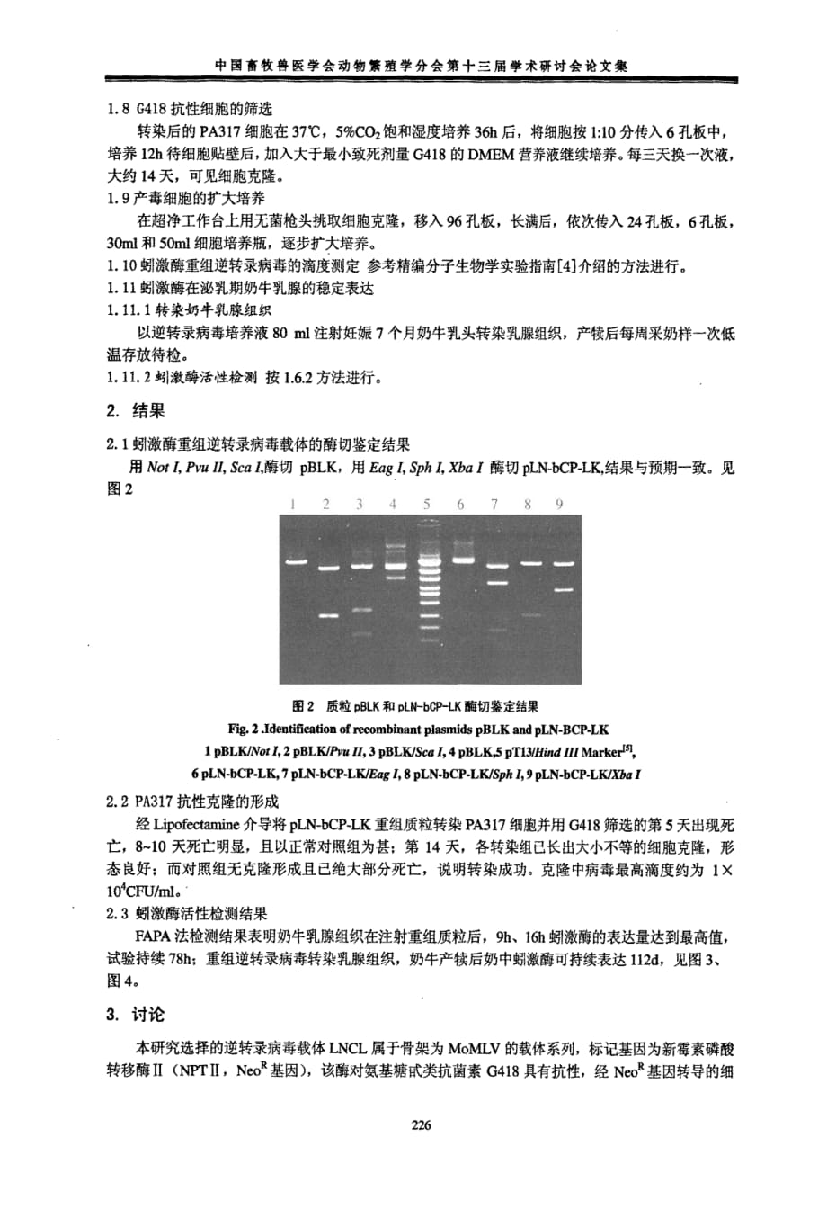 蚓激酶基因在牛乳腺中的表达_第3页