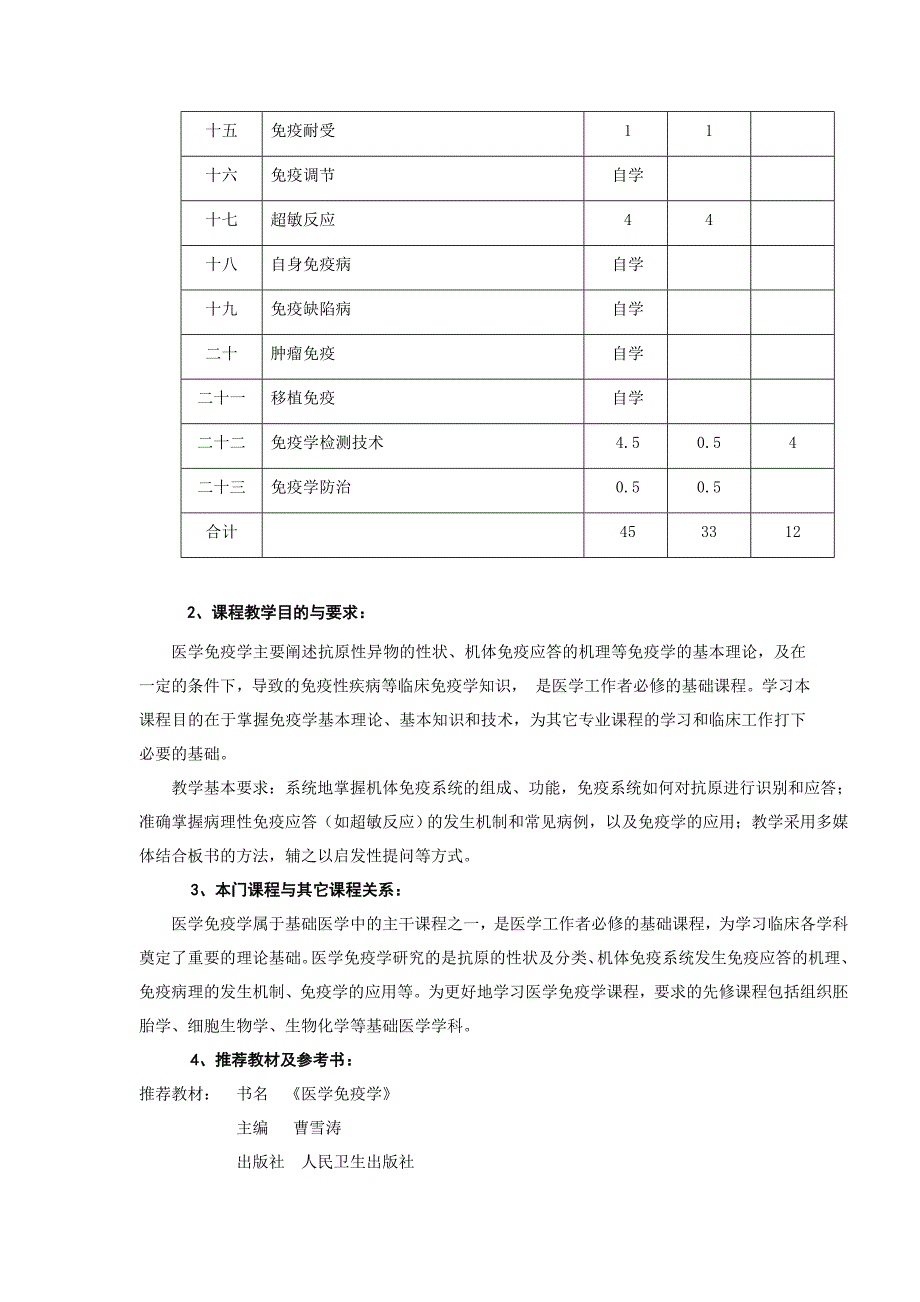 医学免疫学精品教学（陈韶）临床本科医学免疫学大纲_第3页