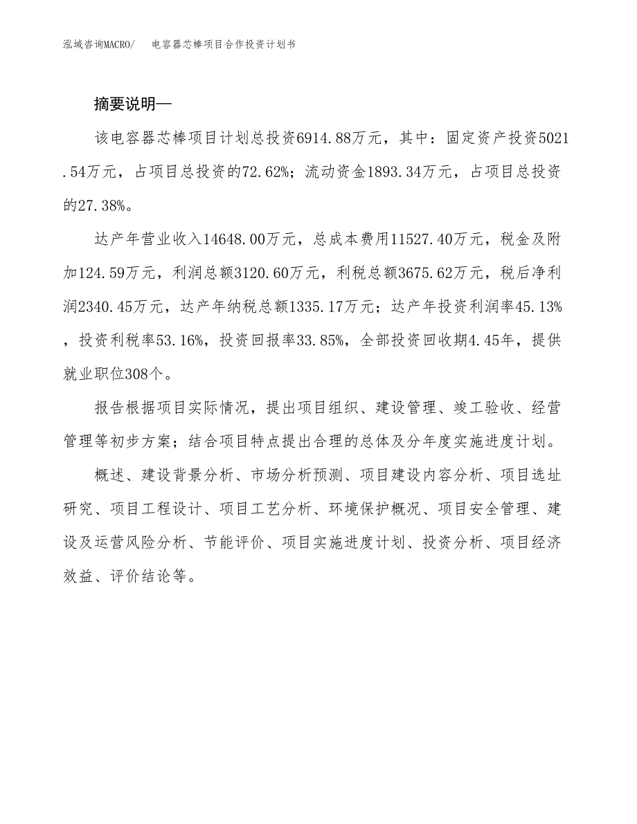 电容器芯棒项目合作投资计划书.docx_第2页