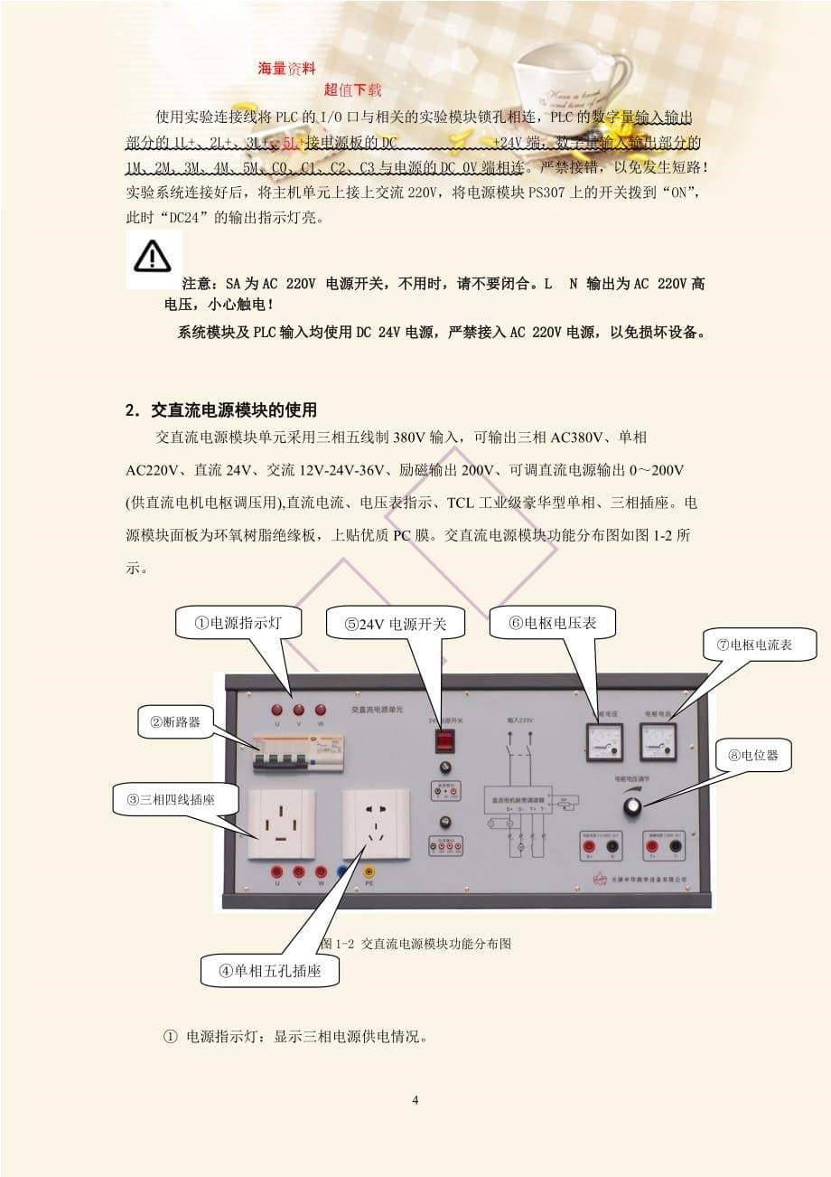 西门子plc实验指导书：可编程控制器实验装备使用介绍_第5页