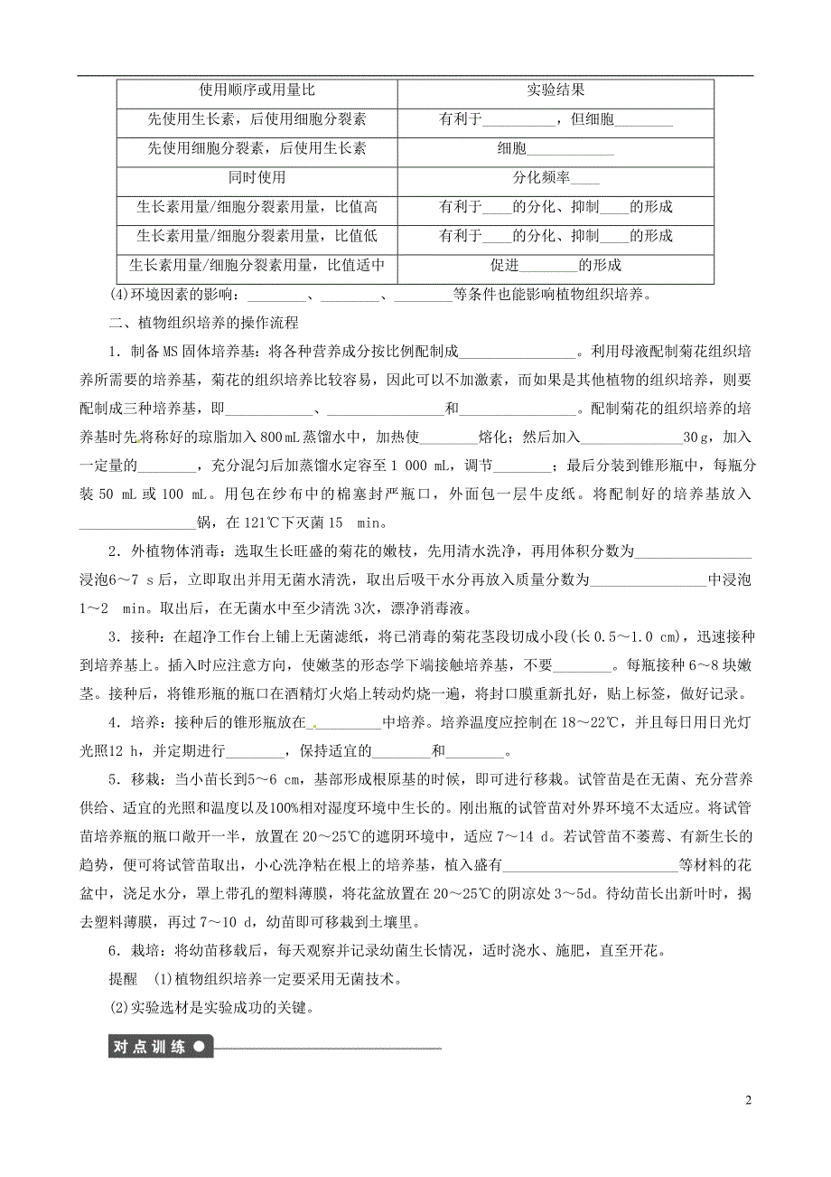 2013年高中生物专题3植物的组织培养技术精品学案新人教版选修1_第2页