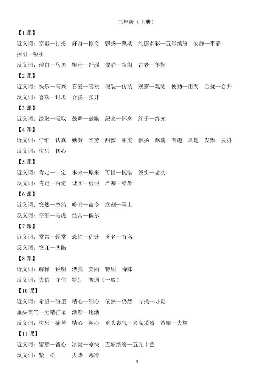 小学1-6年级近义词反义词._第5页