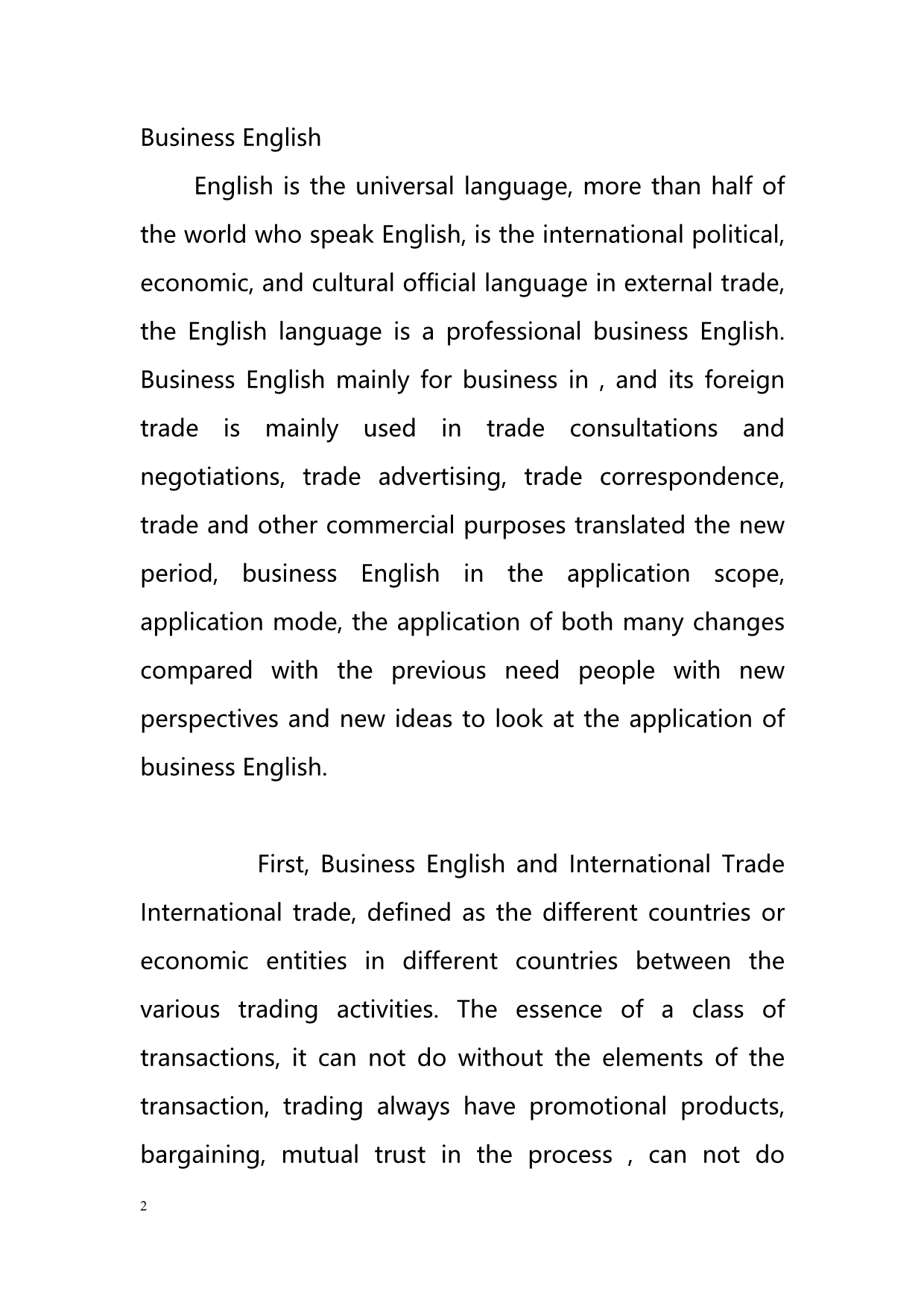 on the foreign trade in the application of business english（在对外贸易中商务英语的应用）.doc_第2页