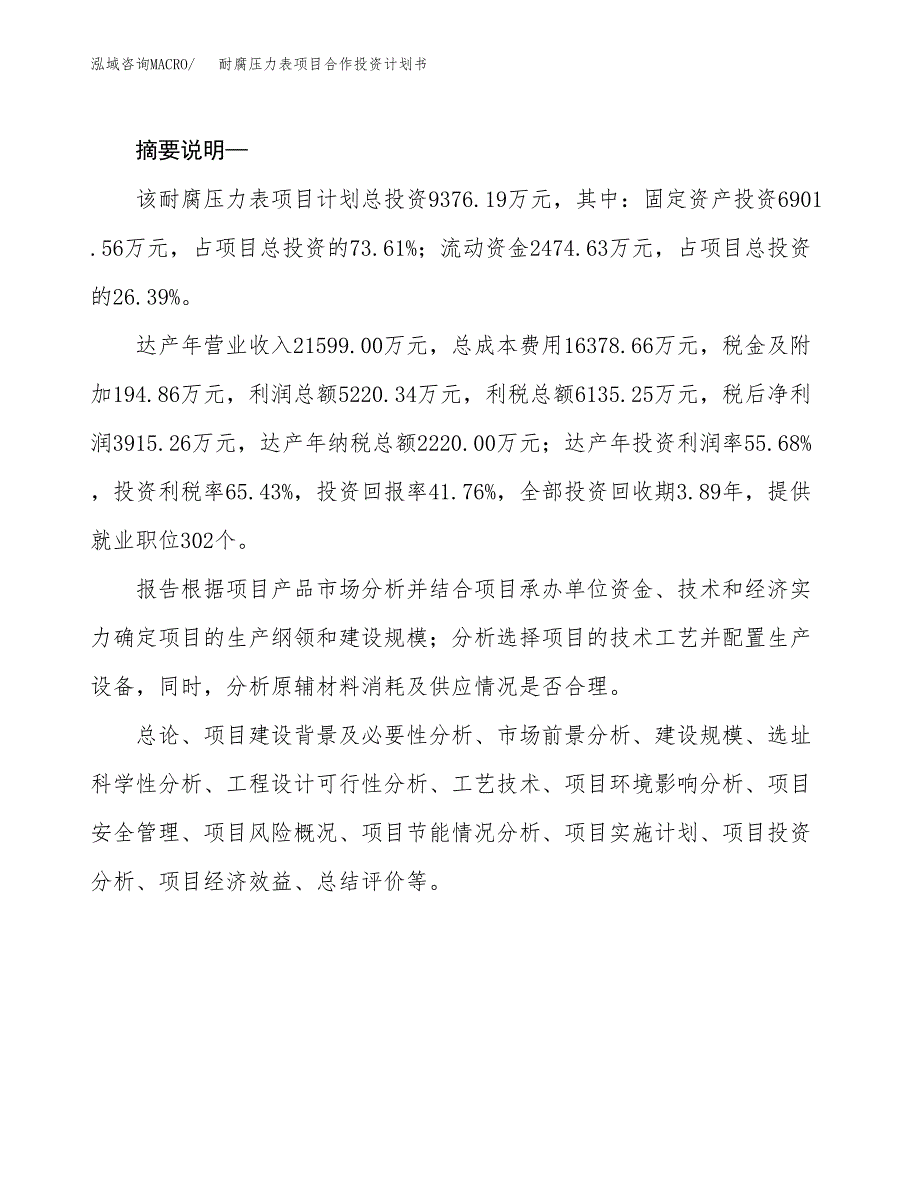 耐腐压力表项目合作投资计划书.docx_第2页