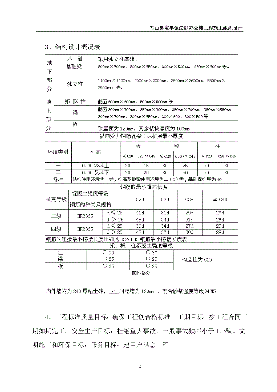 竹山县宝丰镇法庭办公楼工程施工组织设计_第2页