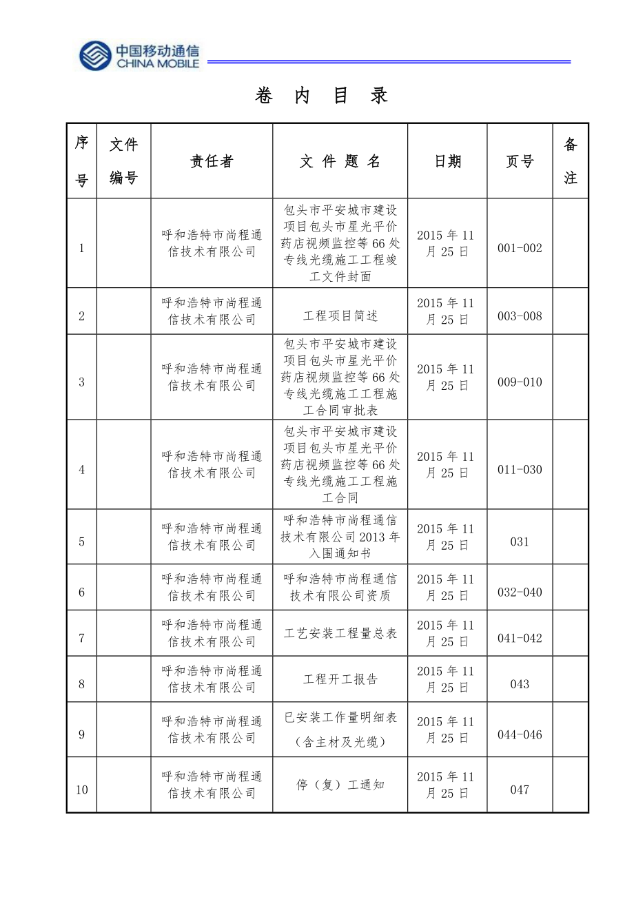 中国移动竣工资料(存档)光缆_第1页