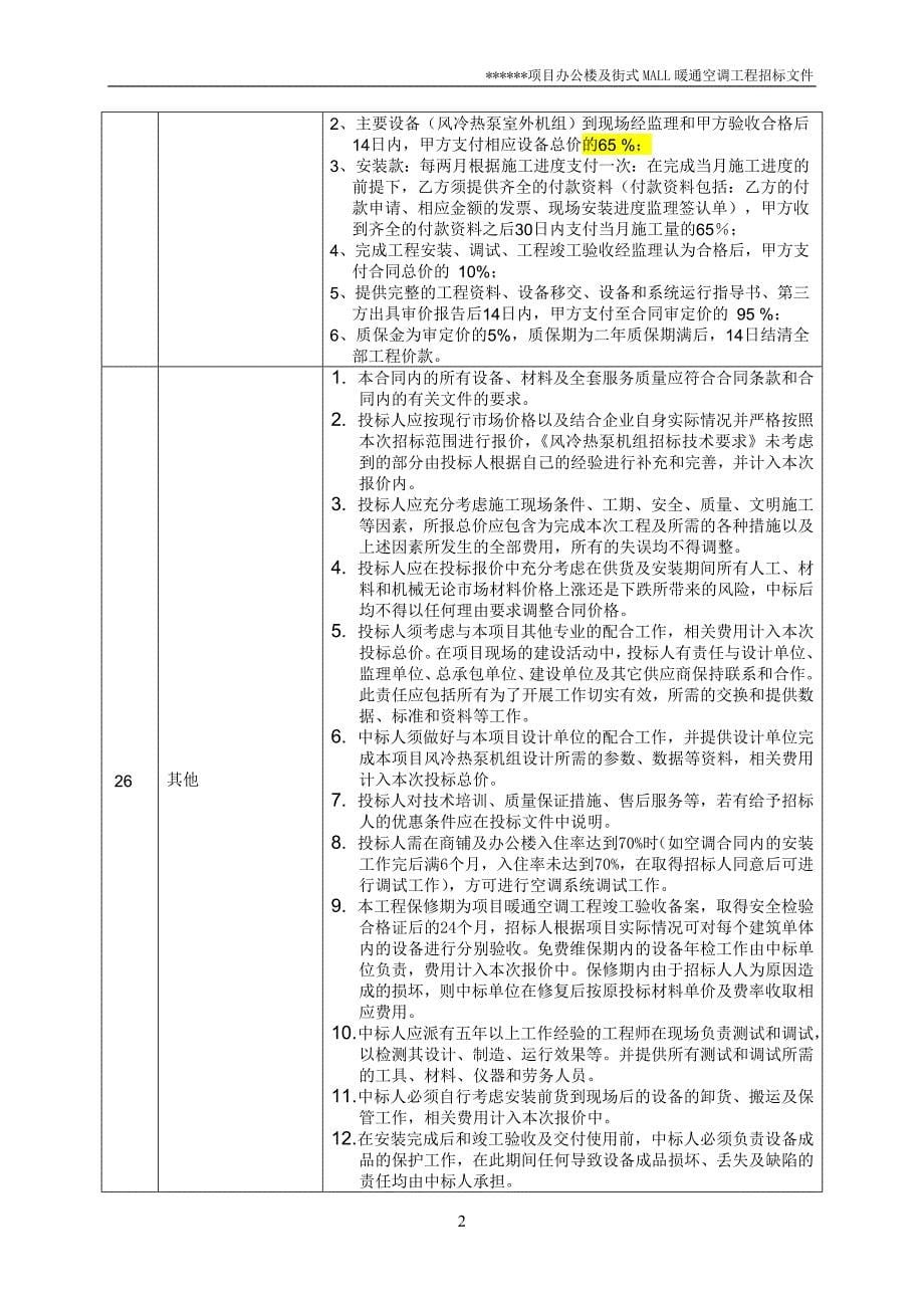 某项目空调工程招标文件(xcy)._第5页