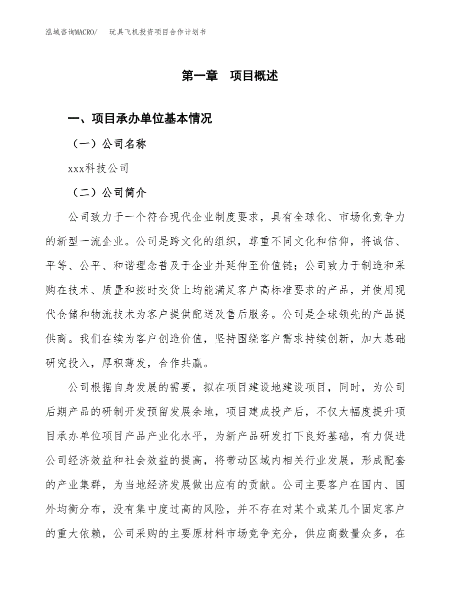 玩具飞机投资项目合作计划书.docx_第3页