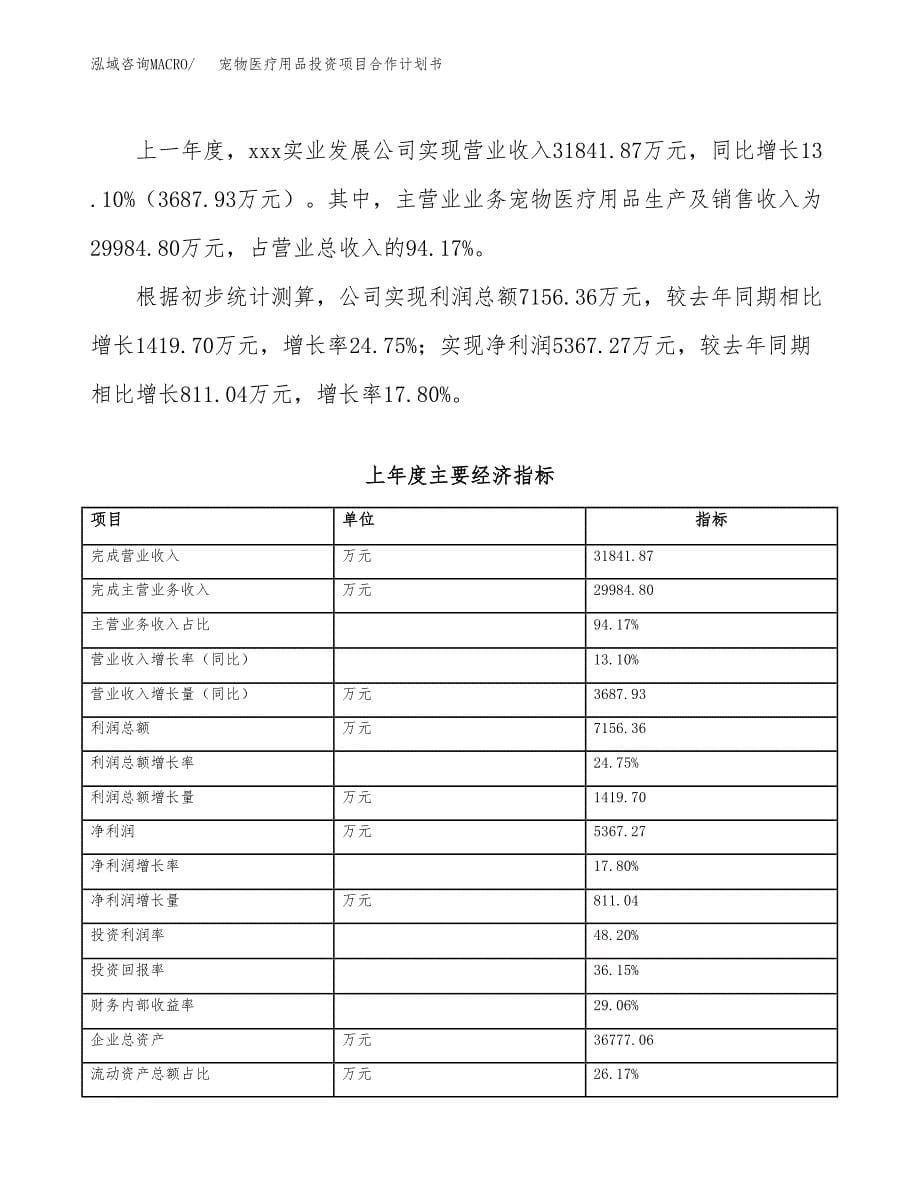 宠物医疗用品投资项目合作计划书.docx_第5页