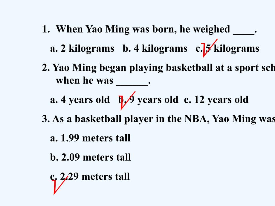 九年级英语全册 unit 6 role models lesson 16 yao ming （新版）北师大版_第4页