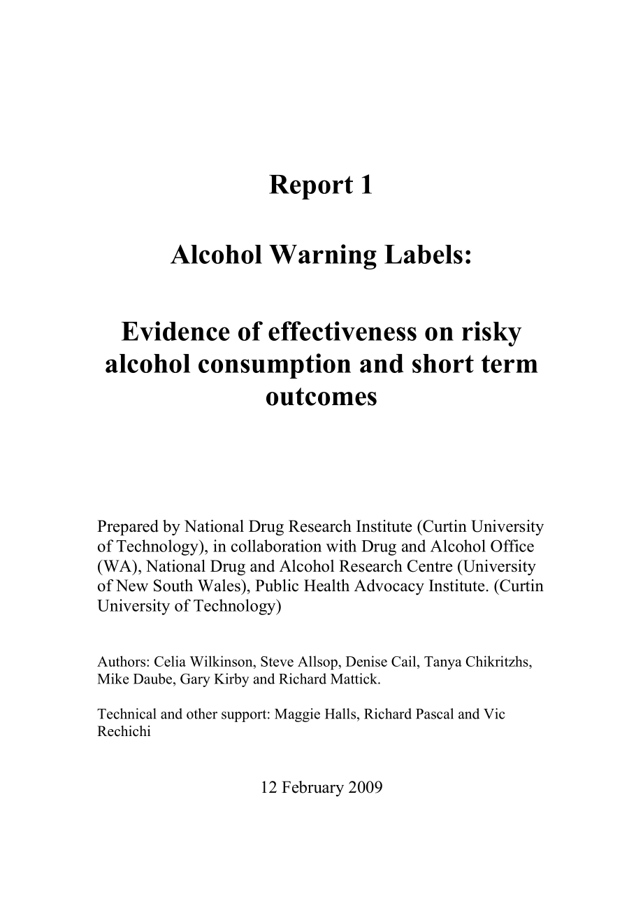 alcohol warning labels - food standards australia new zealand_第1页