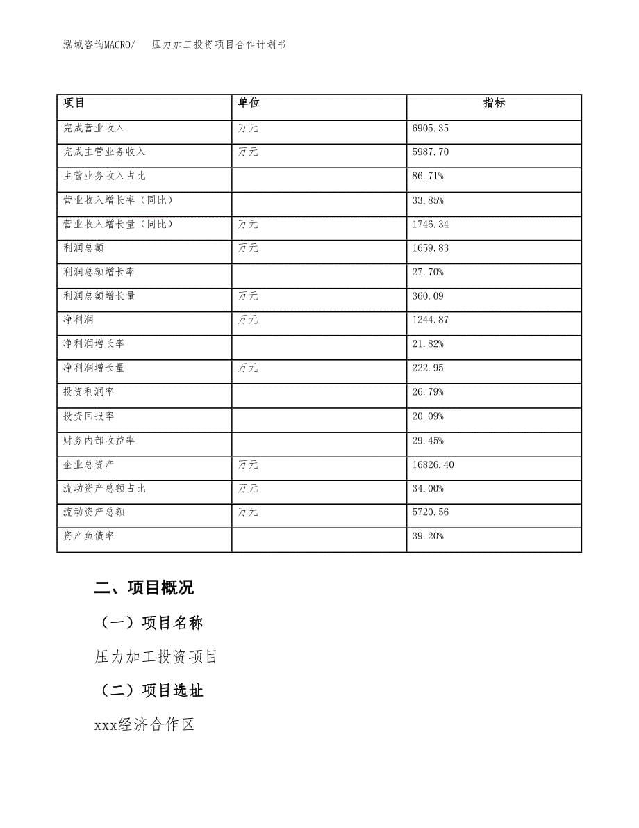 压力加工投资项目合作计划书.docx_第5页