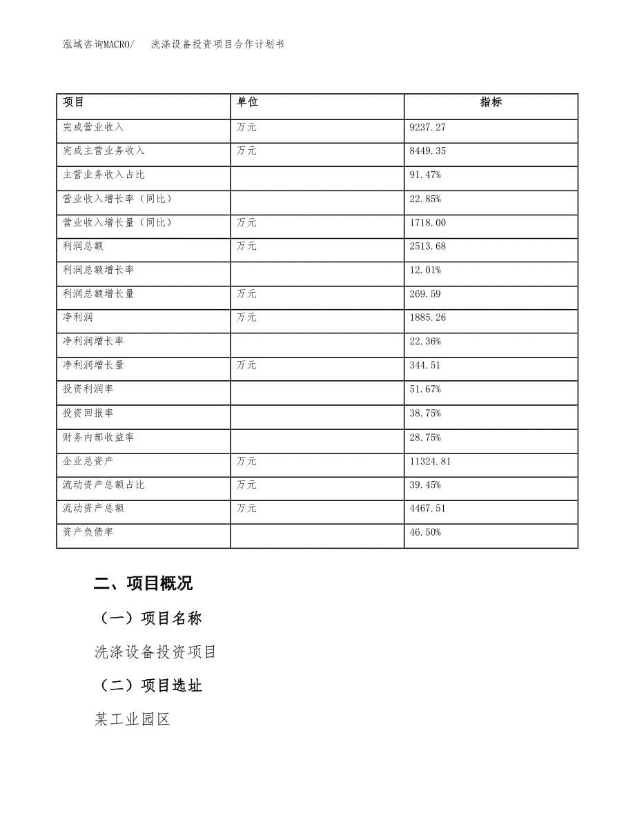 洗涤设备投资项目合作计划书.docx_第5页