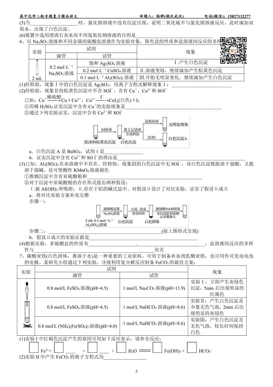 09化学实验专题训练(七)——探究性型实验_第5页