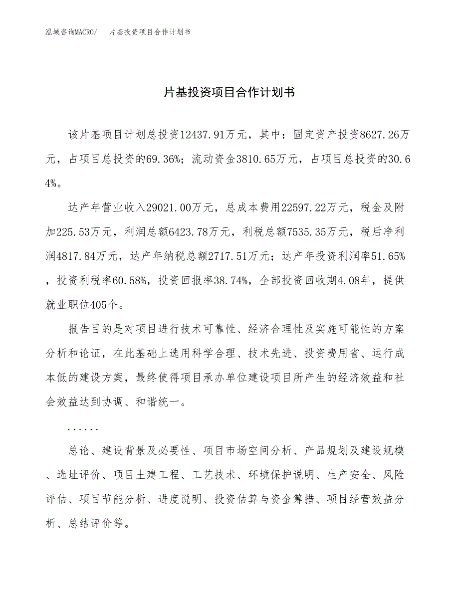 片基投资项目合作计划书.docx_第1页