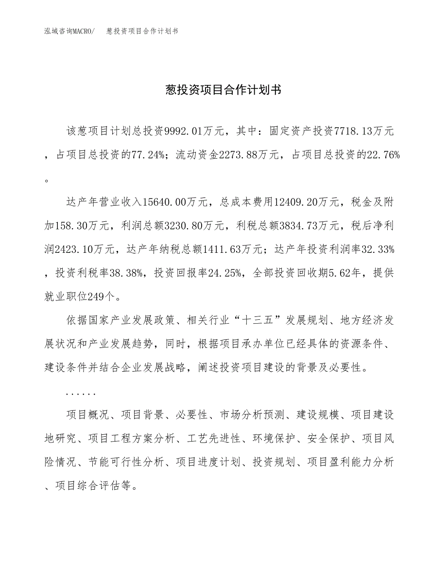 葱投资项目合作计划书.docx_第1页