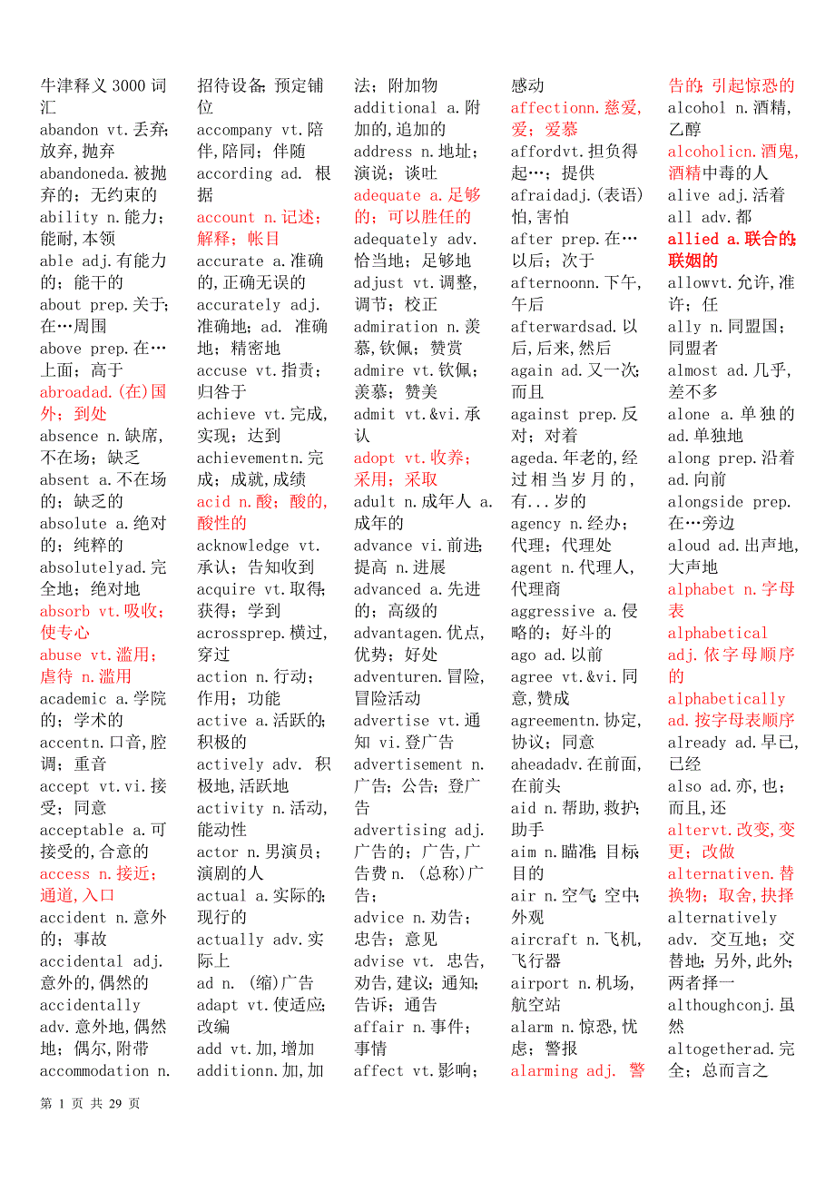 牛津3000英汉对照词汇_第1页