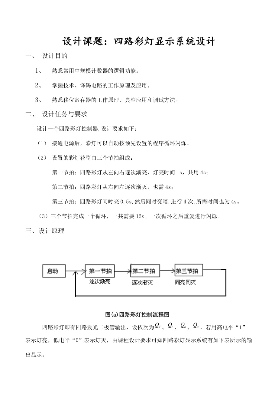 《数字电路逻辑设计课程设计-四路彩灯显示系统设计》_第2页