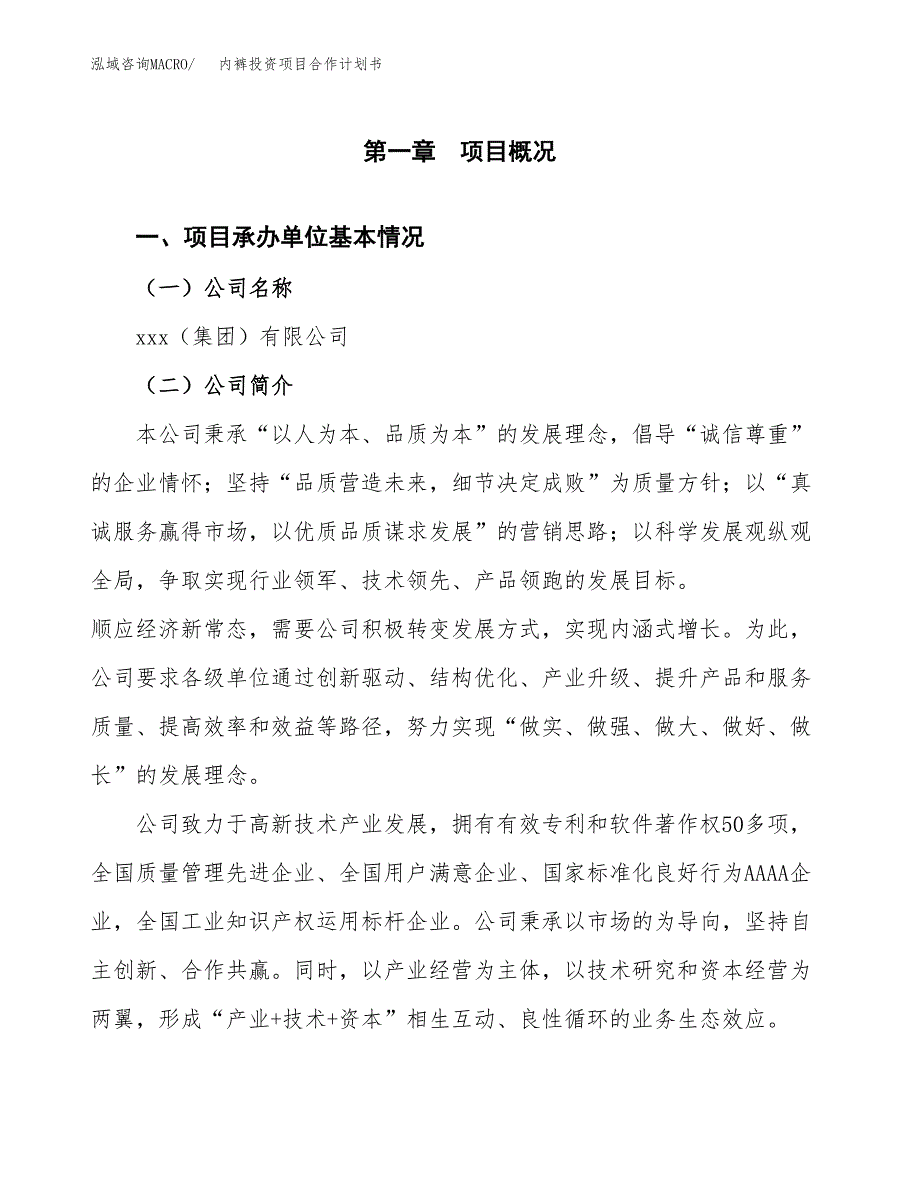 内裤投资项目合作计划书.docx_第2页