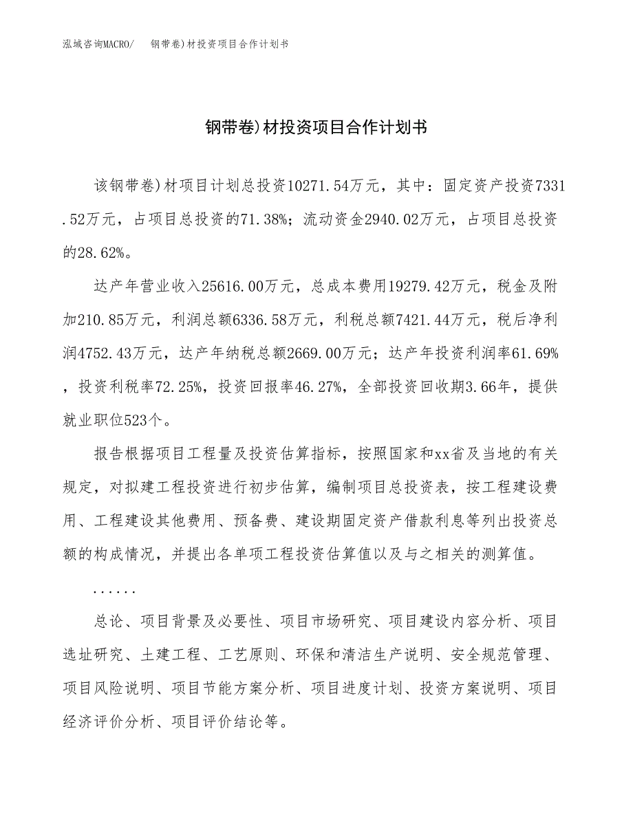 钢带卷)材投资项目合作计划书.docx_第1页