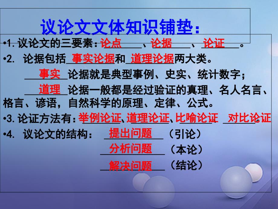 内蒙古鄂尔多斯市2017年中考语文 议论文辨析论证思路与过程复习课件_第1页