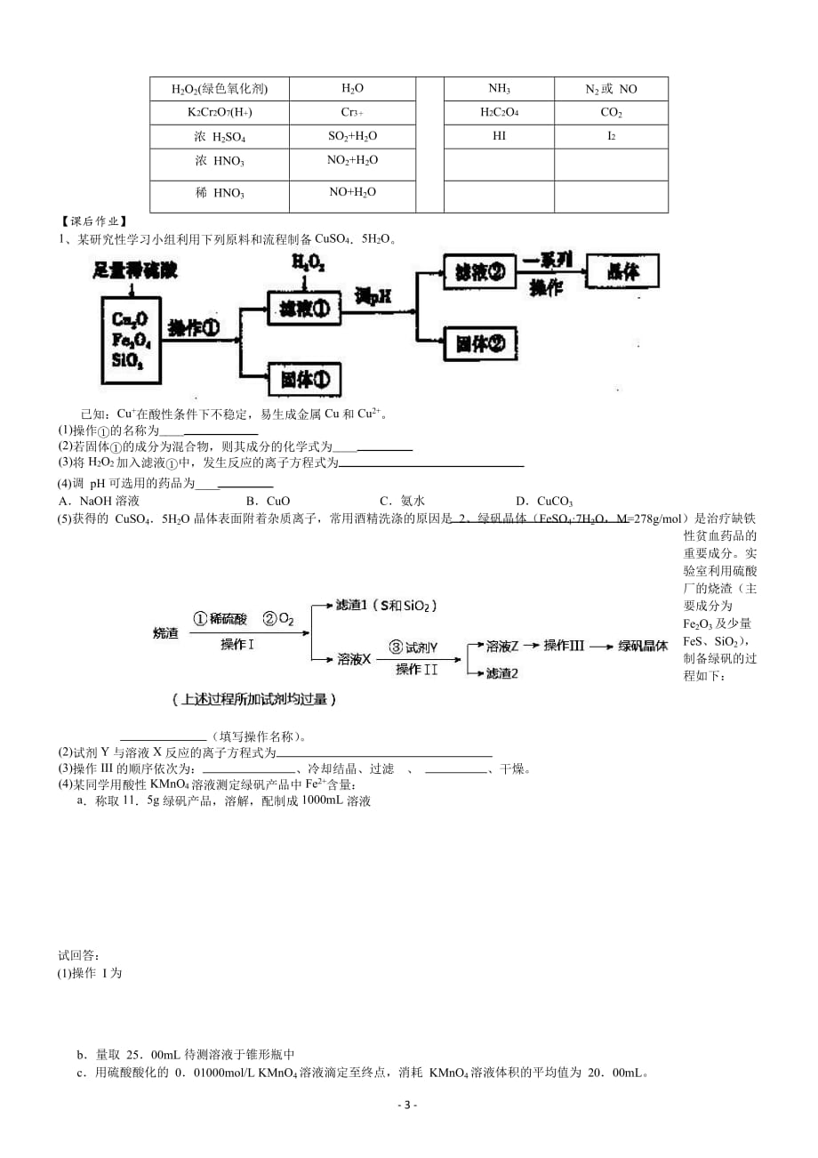 2020年高考化学复习备考专题讲义《无机化学综合及工艺流程》_第3页