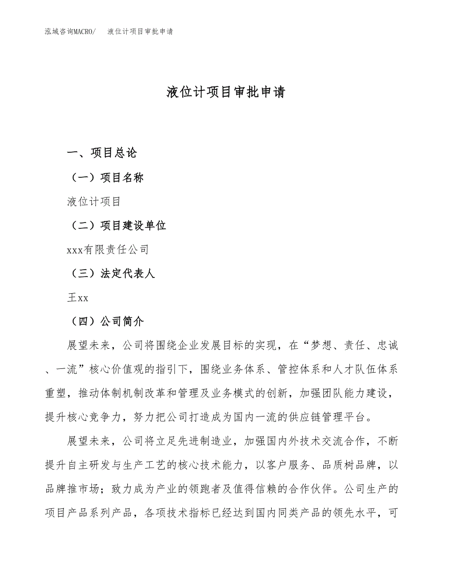 液位计项目审批申请（总投资20000万元）.docx_第1页