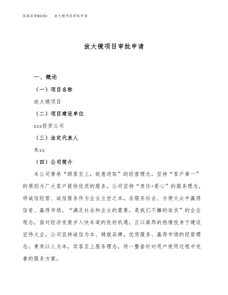 放大镜项目审批申请（总投资22000万元）.docx_第1页