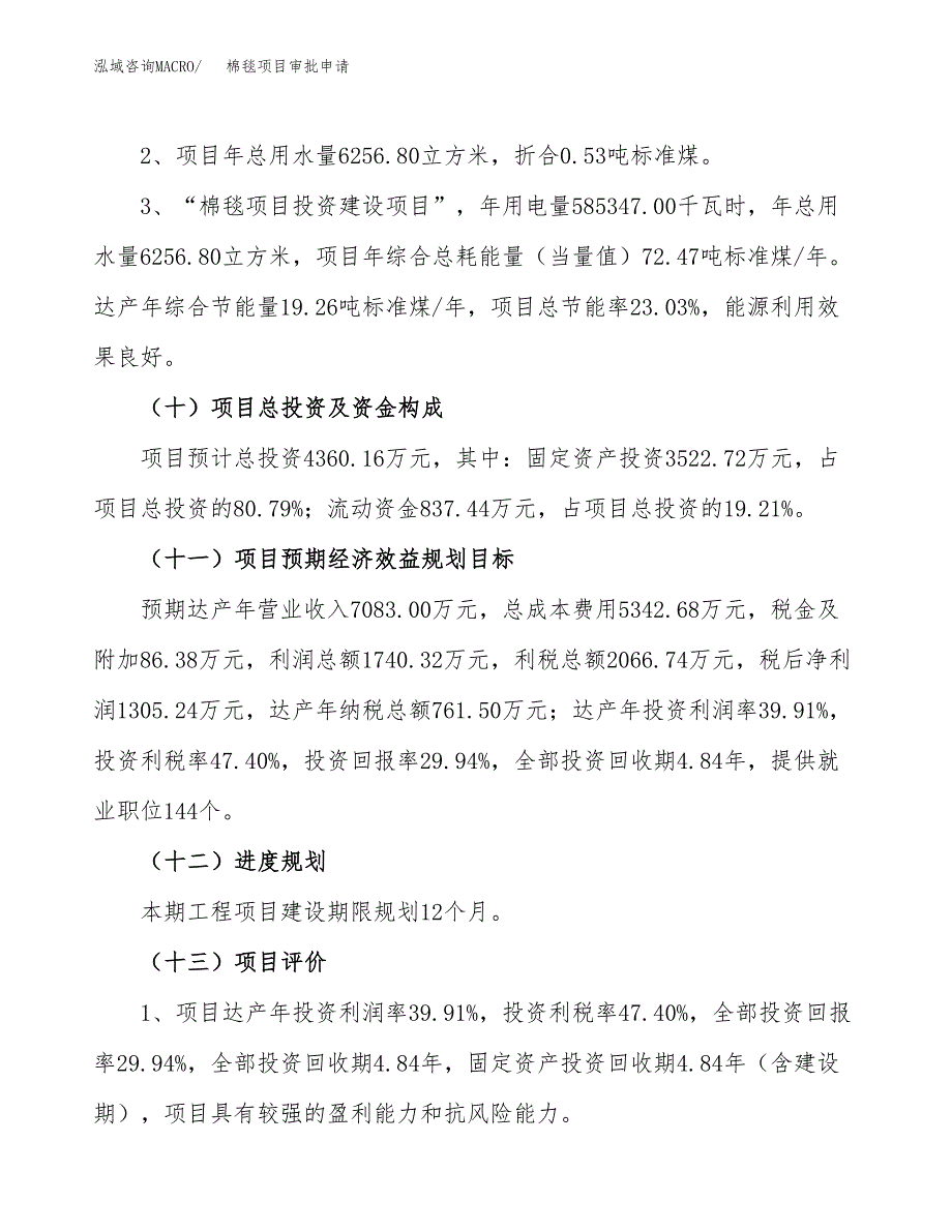 棉毯项目审批申请（总投资4000万元）.docx_第4页