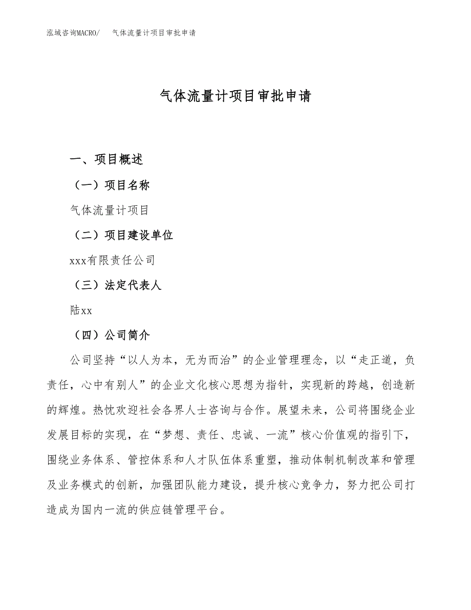 气体流量计项目审批申请（总投资14000万元）.docx_第1页