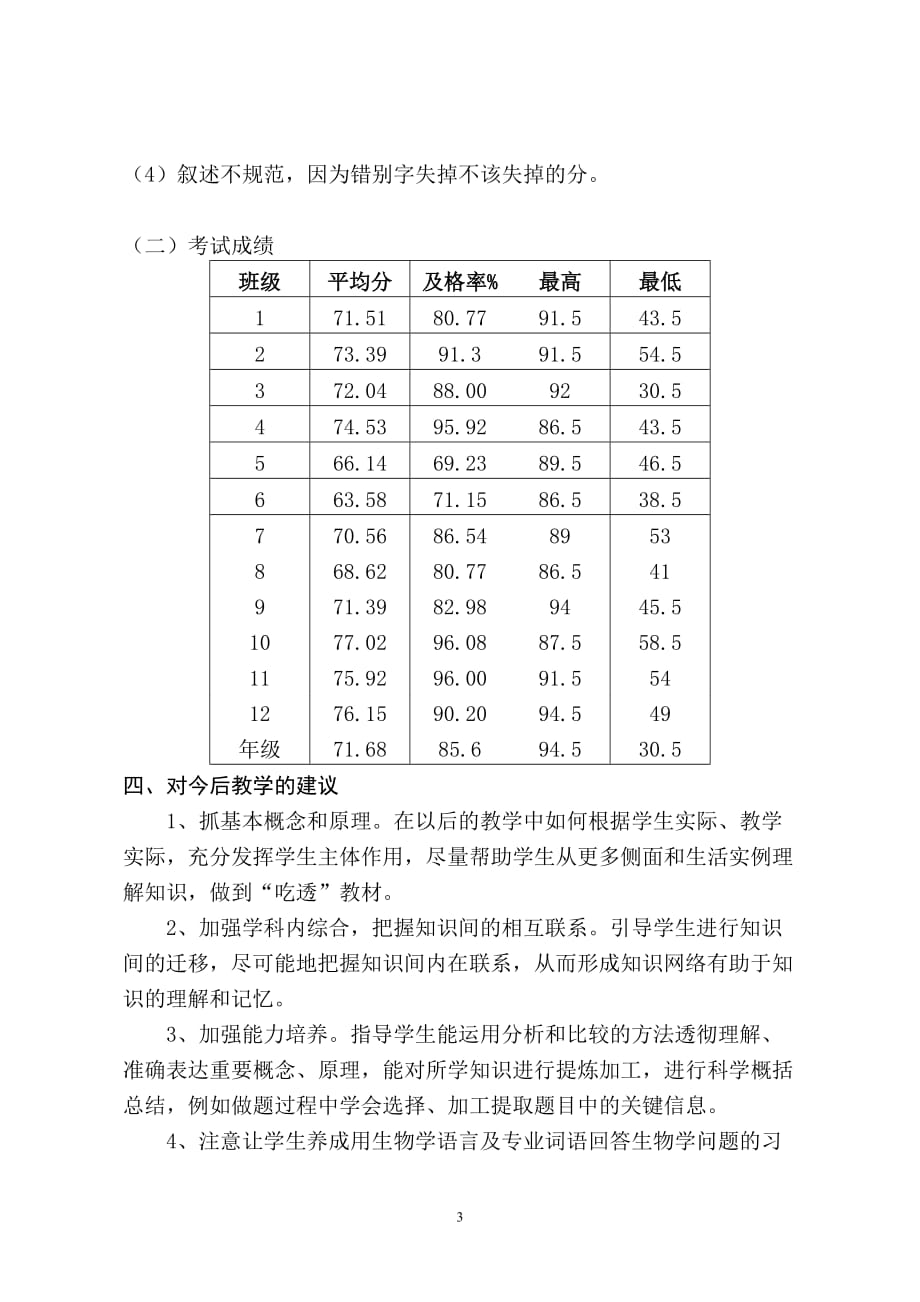 高一生物试卷分析报告资料_第3页