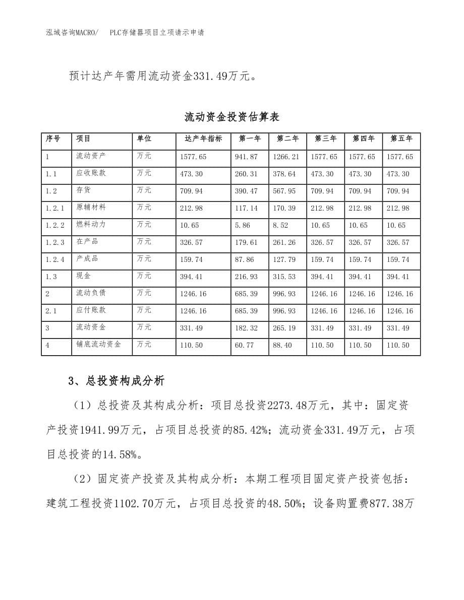 PLC存储器项目立项请示申请_第5页