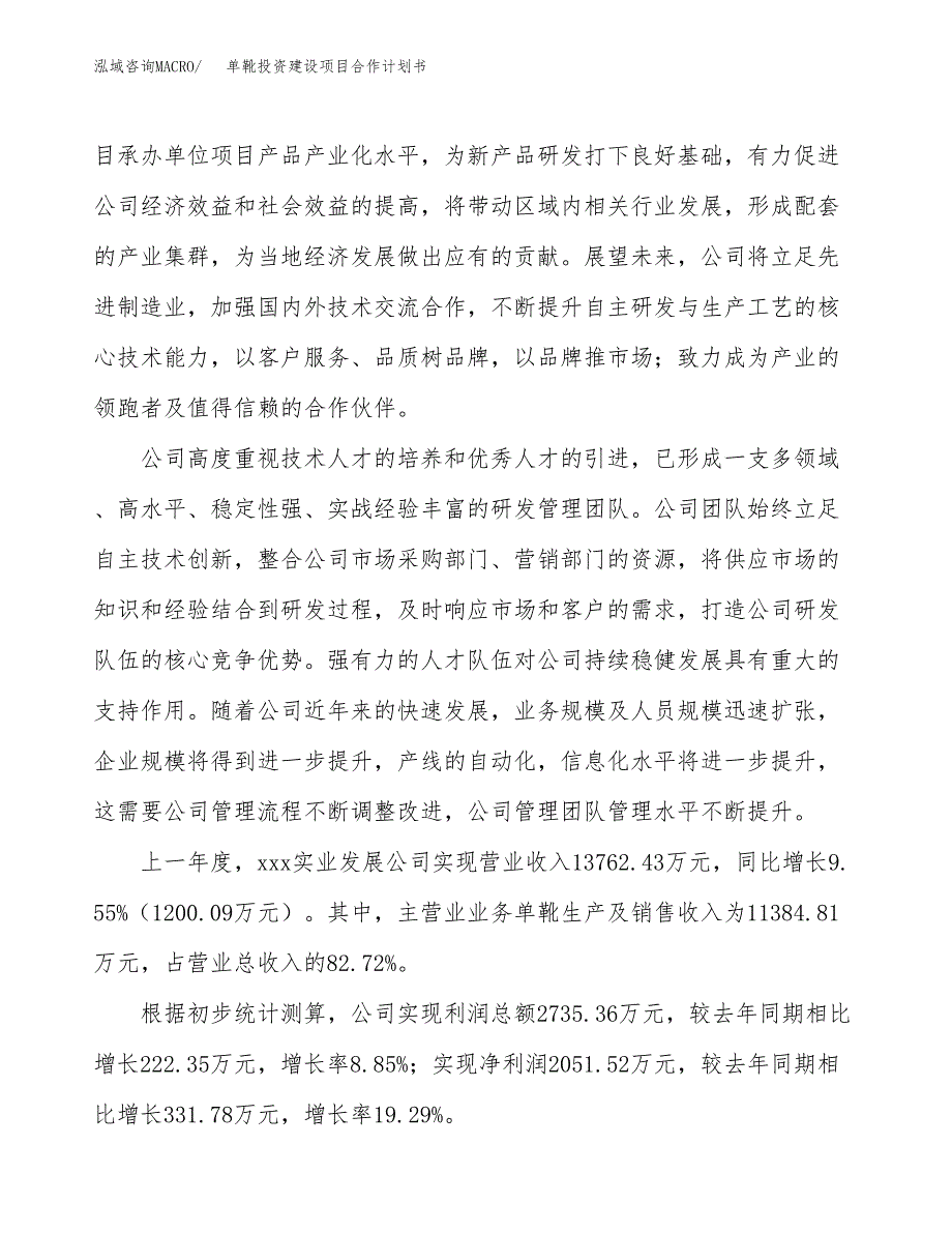 单靴投资建设项目合作计划书（样本）_第2页