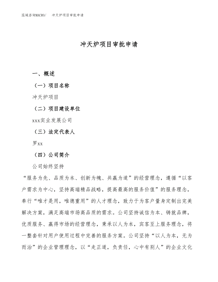 冲天炉项目审批申请（总投资22000万元）.docx_第1页