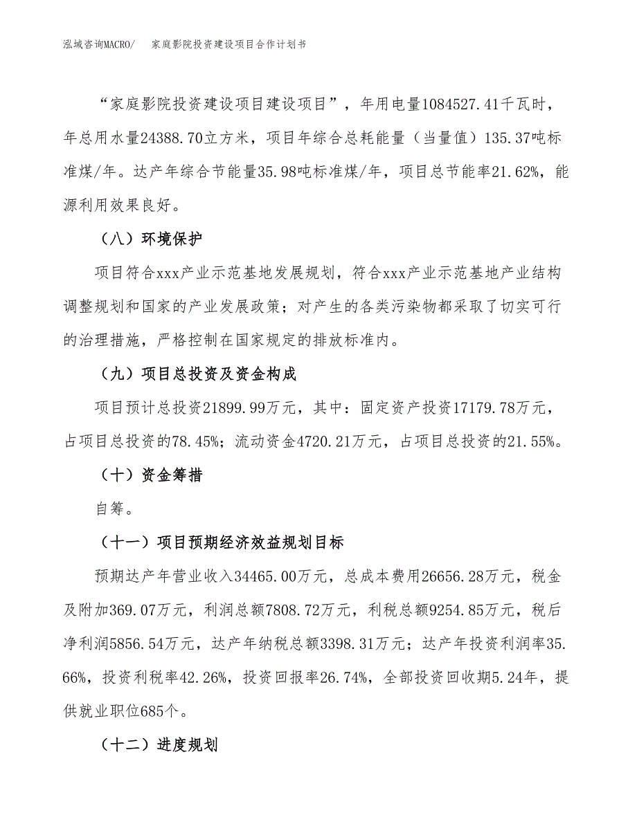 家庭影院投资建设项目合作计划书（样本）_第4页