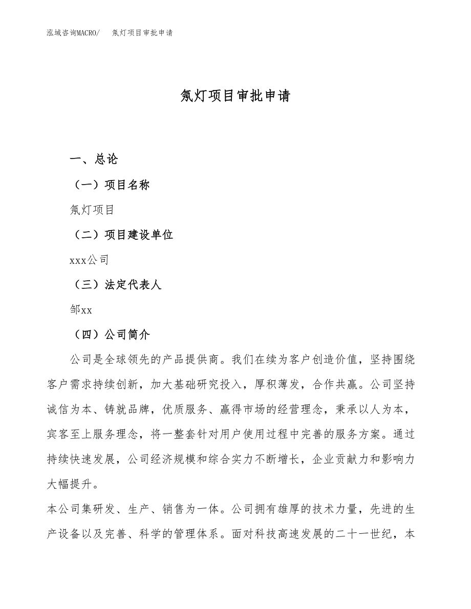 氖灯项目审批申请（总投资19000万元）.docx_第1页