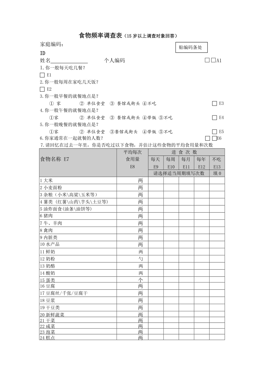 食物频率调查表资料_第1页