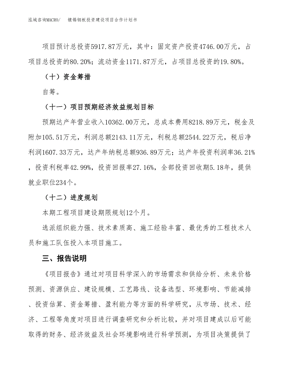 镀锡钢板投资建设项目合作计划书（样本）_第4页