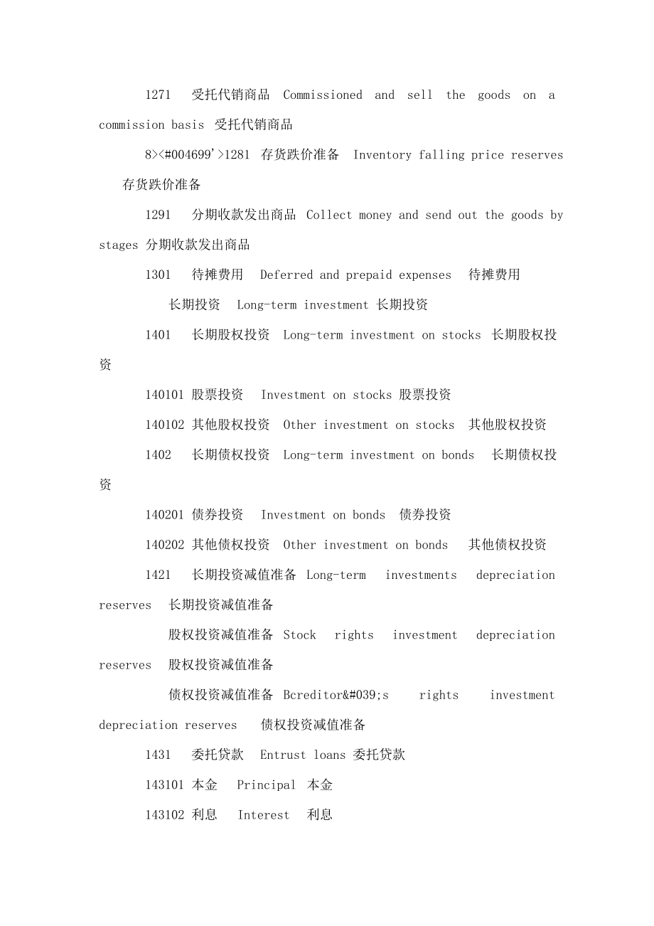 会计科目与会计专业词汇中英文双向查询表_第3页