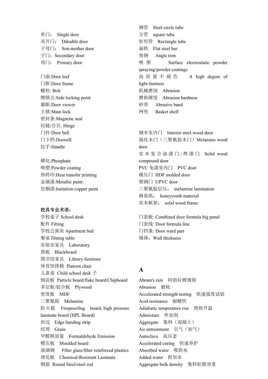 建材类专业英语词汇实用版汇总大全_第3页