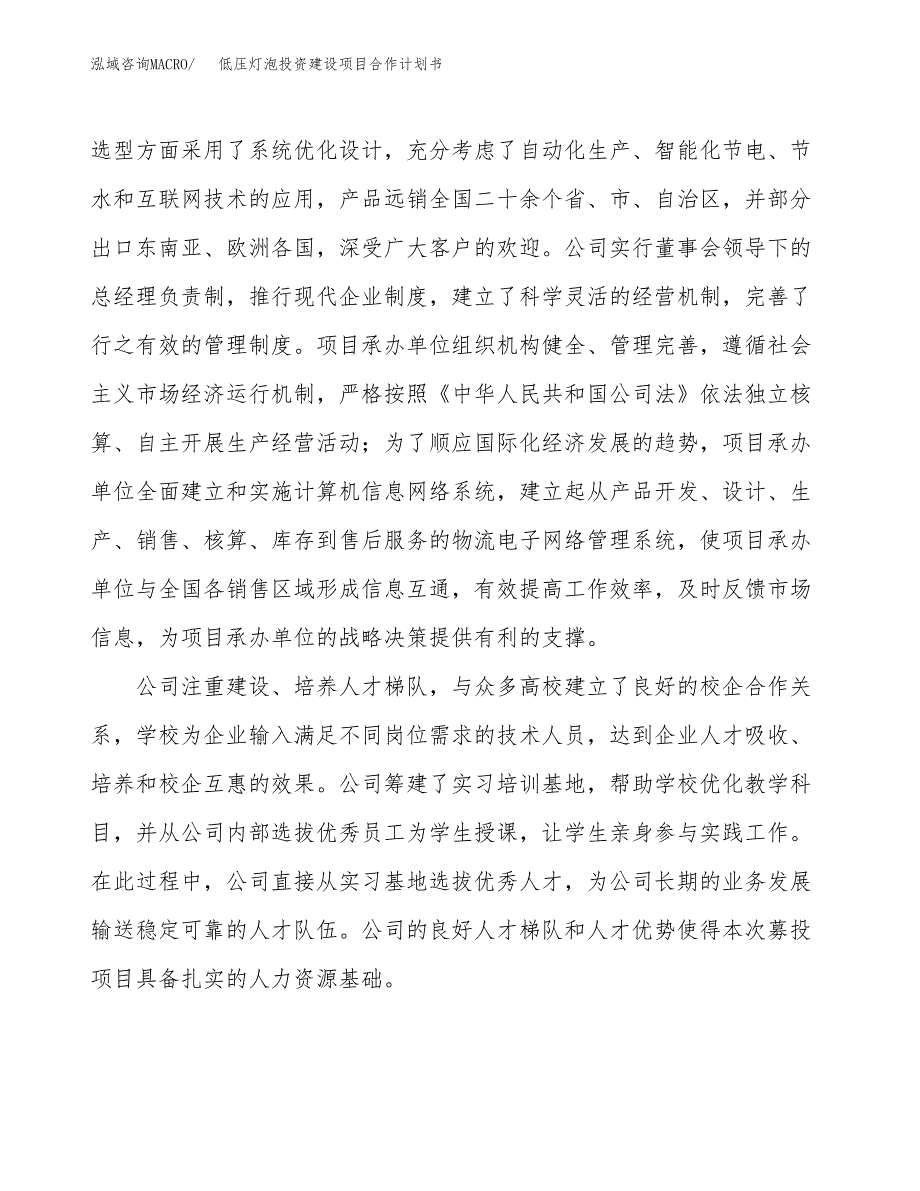 低压灯泡投资建设项目合作计划书（样本）_第2页