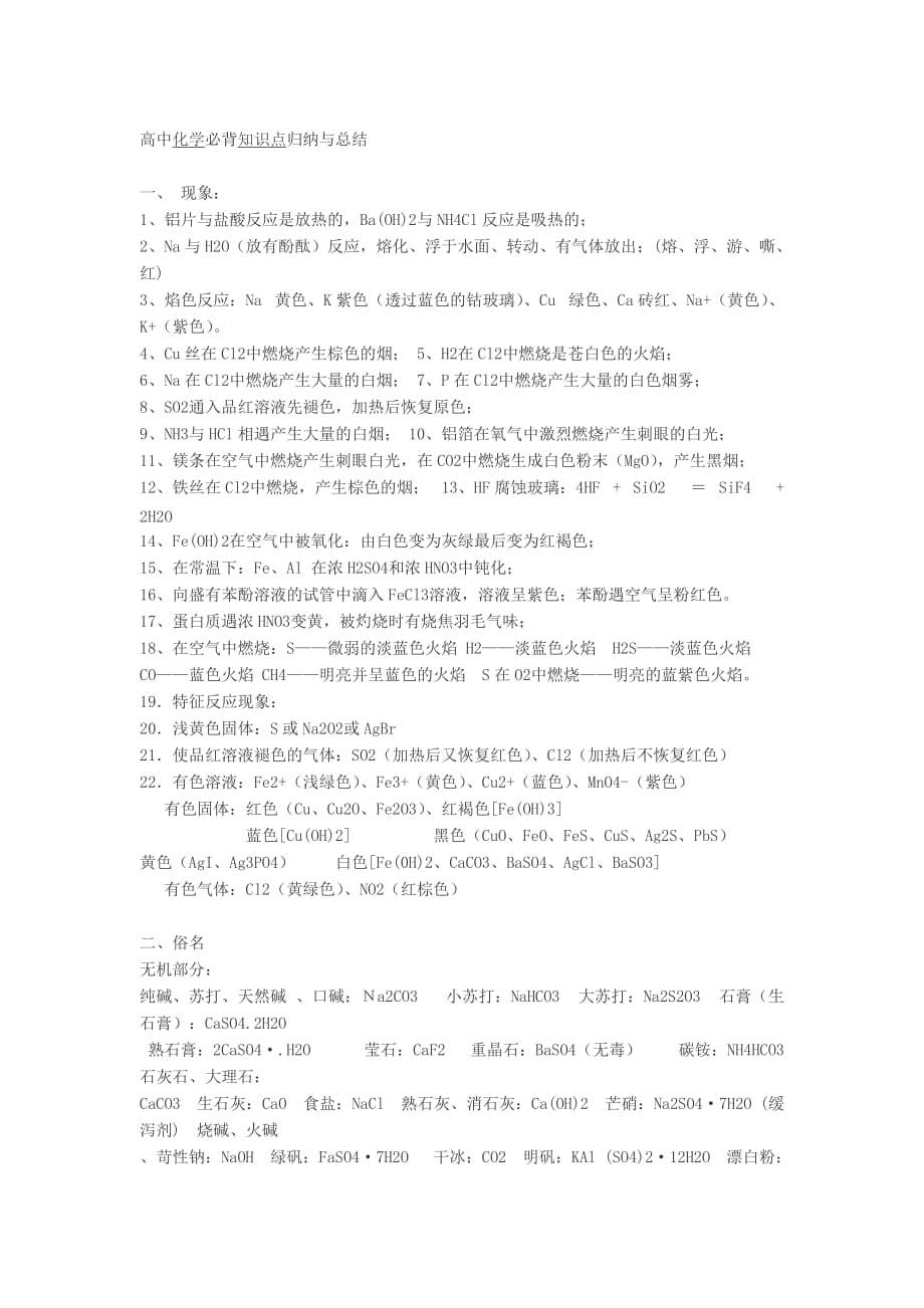 高中化学无机部分必备知识点总结大全资料_第1页