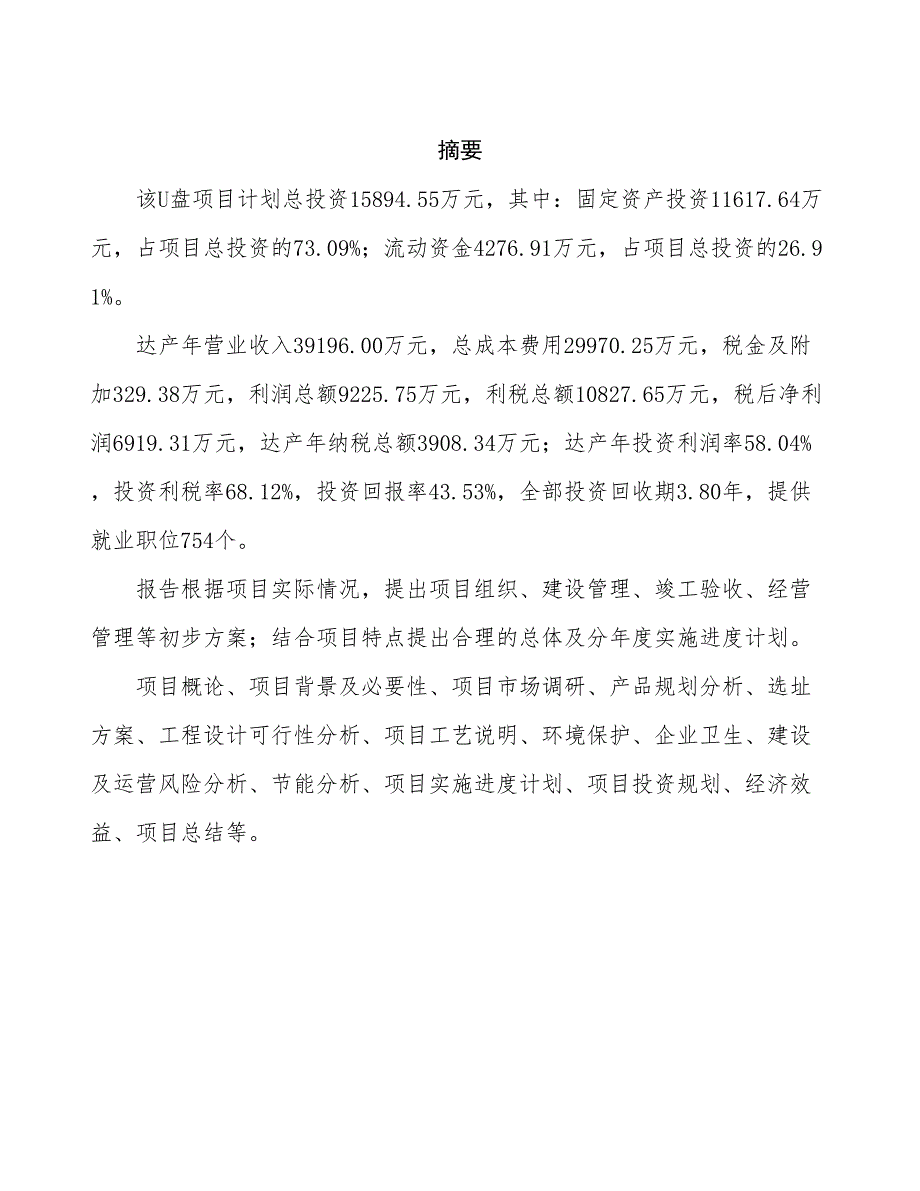 U盘项目可行性研究报告（总投资16000万元）（66亩）_第2页