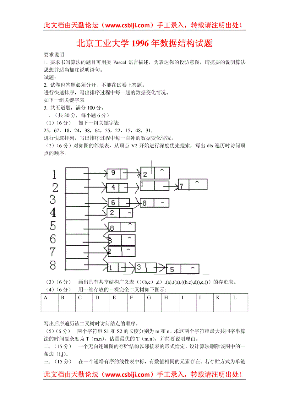 天勤论坛整理北京理工大学历年计算机考研真题1995~2001_第3页